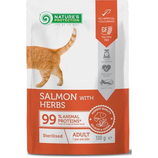 Nature's Protection Cat kaps. Sterilised Salmon and Herbs 100g