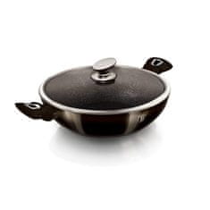 Berlingerhaus Wok pánev s poklicí s mramorovým povrchem 30 cm Shiny Black Edition BH-7115