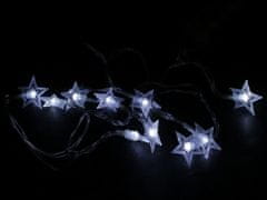 LED světelný řetěz vločky, hvězdy, stromečky na baterie - transparent hvězda