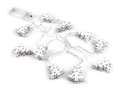 LED světelný řetěz hvězdy / stromečky na baterie - bílá stromeček