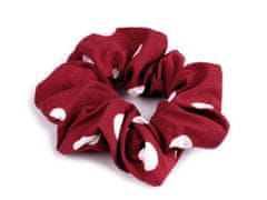 Gumička scrunchie do vlasů, s puntíky - červená tmavá