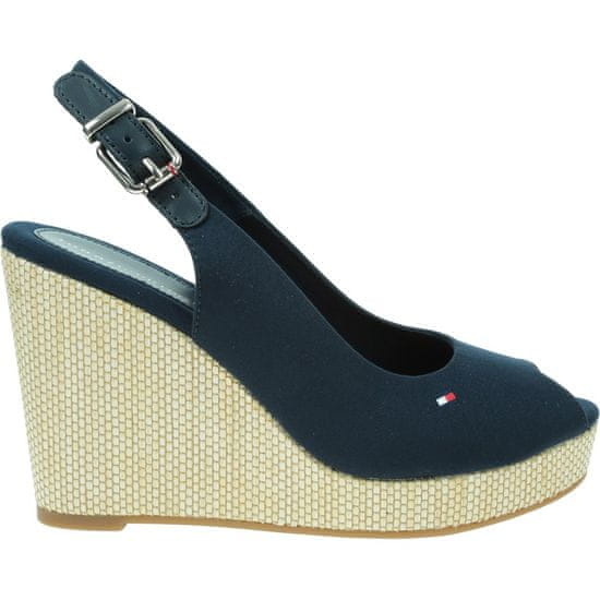 Tommy Hilfiger Espadrilky tmavomodré Iconic Elena Sling Back Wedge