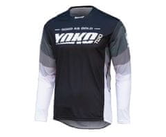 YOKO Motokrosový dres TWO černo/bílo/šedý S