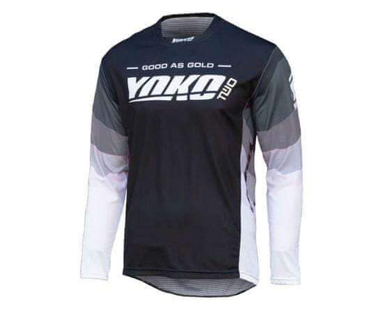 YOKO Motokrosový dres TWO černo/bílo/šedý S