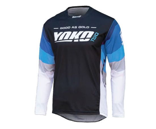 YOKO Motokrosový dres TWO černo/bílo/modrý M