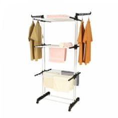 LEBULA Herzberg HG-8034BW: Moving Clothes Rack - Black Plastic with White Tubes