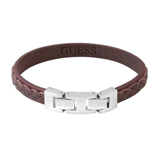 Guess Stylový náramek z pravé hnědé kůže Tuson JUMB02143JWSTTMT