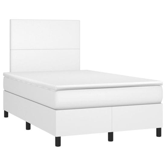 Vidaxl Box spring postel s matrací bílá 120x190 cm umělá kůže