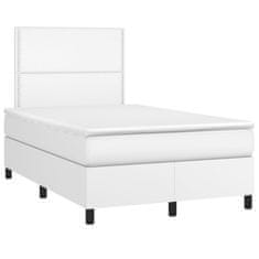 Vidaxl Box spring postel s matrací bílá 120x190 cm umělá kůže