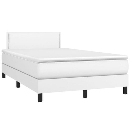 Vidaxl Box spring postel s matrací bílá 120x190 cm umělá kůže