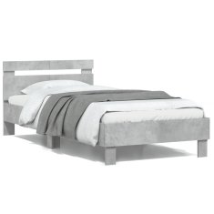 shumee Rám postele s čelem betonově šedý 100 x 200 cm kompozitní dřevo