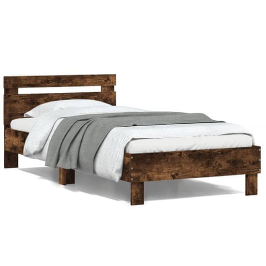 shumee Rám postele s čelem kouřový dub 100 x 200 cm kompozitní dřevo