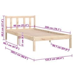 Vidaxl Rám postele masivní borovice 90 x 200 cm