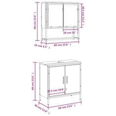 Vidaxl 2dílný set koupelnového nábytku šedý sonoma kompozitní dřevo