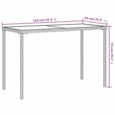 Vidaxl Zahradní stůl se skleněnou deskou šedý 115x54x74 cm polyratan