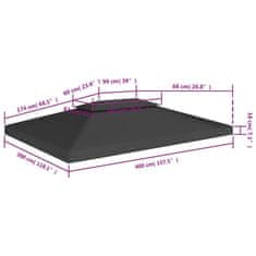 Vidaxl Dvojitá střecha na altán 310 g/m² 4 x 3 m černá