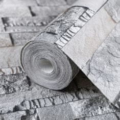 Vidaxl Tapeta 3D vzhled kamene šedá a hnědá 10 x 0,53 m vliesová