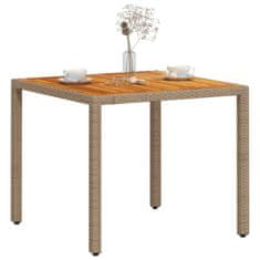 Petromila Zahradní stůl béžový 90 x 90 x 75 cm polyratan akáciové dřevo