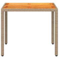 Petromila Zahradní stůl béžový 90 x 90 x 75 cm polyratan akáciové dřevo