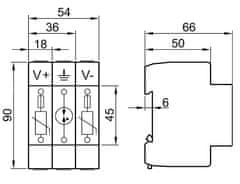 sapro APV-OPS-3P-T1+T2 Přepěťová ochrana, B+C (T1+T2) DC pro FVE