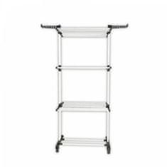 LEBULA Herzberg HG-8034BW: Moving Clothes Rack - Black Plastic with White Tubes