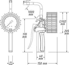 Hazet Hustící pistole s ručičkovým manometrem 0 - 10 bar - HAZET 9041G-1