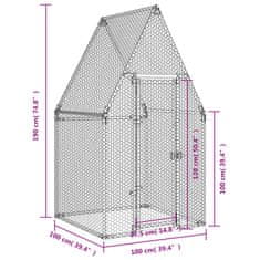 Vidaxl Klec pro kuřata stříbrná 100 x 100 x 190 cm pozinkovaná ocel