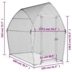 Vidaxl Klec pro kuřata stříbrná 200 x 105 x 182 cm pozinkovaná ocel