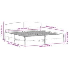 Petromila Rám postele s čelem voskově hnědý 200x200 cm masivní borovice