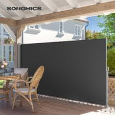 Songmics Boční markýza zatahovací tmavě šedá 160x450 cm