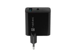 Natec Univerzální USB nabíječka RIBERA GaN 45W, 1X USB-A, 1X USB-C, černá