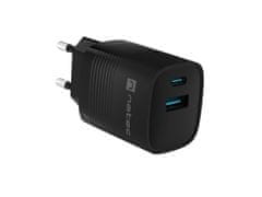 Natec Univerzální USB nabíječka RIBERA GaN 30 W, 1X USB-A, 1X USB-C, černá