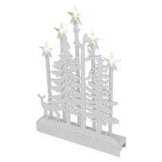 Emos Vánoční osvětlení DCAW13 LED dekorace dřevěná – les s hvězdami, 35,5 cm, 2x AA, vnitřní, teplá bílá, časovač
