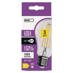 Emos LED žárovka Filament A60 / E27 / 11 W (100 W) / 1 521 lm / neutrální bílá