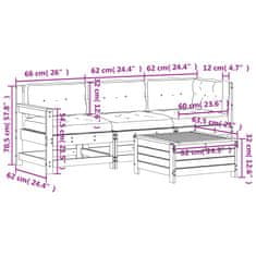 Vidaxl 4dílná zahradní sedací souprava s poduškami bílá masiv borovice