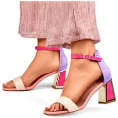 Sandály na podpatku zapínané u kotníku Růžová barva velikost 39