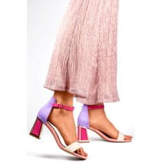 Sandály na podpatku zapínané u kotníku Růžová barva velikost 39