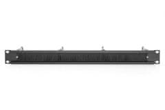 Digitus 1U kabelový spravovací panel s kartáčem 4x ocelové kroužky 40x75 mm, černé (RAL 9005)