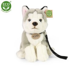 Rappa Plyšový pes husky sedící s vodítkem 28 cm ECO-FRIENDLY