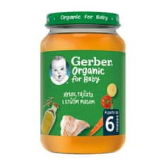 GERBER Organic dětský příkrm mrkev a rajčata s krůtím masem 190 g