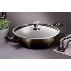 Berlingerhaus Wok pánev s poklicí s mramorovým povrchem 30 cm Shiny Black Edition BH-7115