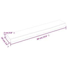 Vidaxl Nástěnná police tmavě hnědá 60x10x2 cm ošetřený masivní dub