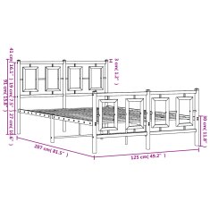 Vidaxl Kovový rám postele s hlavovým a nožním čelem bílý 120 x 200 cm