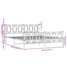 Vidaxl Kovový rám postele s hlavovým a nožním čelem bílý 180 x 200 cm