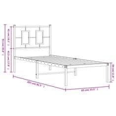 Vidaxl Kovový rám postele s čelem bílý 80 x 200 cm