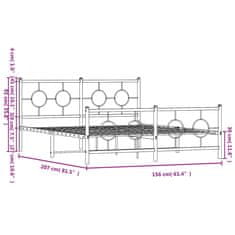 Vidaxl Kovový rám postele s hlavovým a nožním čelem bílý 150 x 200 cm