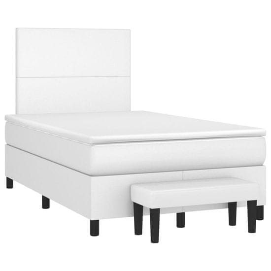 shumee vidaXL Box spring postel s matrací bílá 120x190 cm umělá kůže