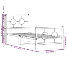 Vidaxl Kovový rám postele s hlavovým a nožním čelem bílý 80 x 200 cm