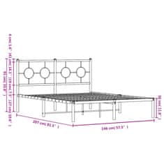 Vidaxl Kovový rám postele s čelem bílý 140 x 200 cm
