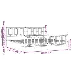 Vidaxl Kovový rám postele s hlavovým a nožním čelem bílý 200 x 200 cm